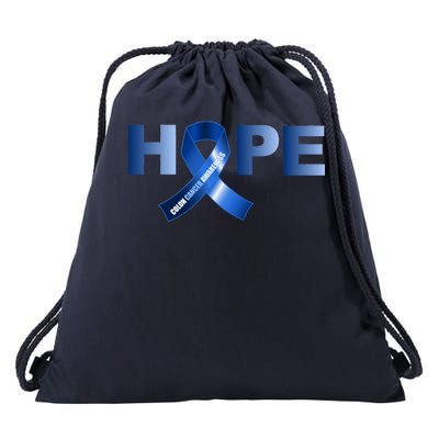 Hope Colon Cancer Awareness Fight Logo Drawstring Bag