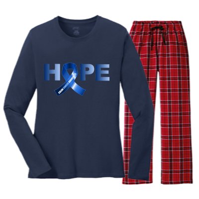 Hope Colon Cancer Awareness Fight Logo Women's Long Sleeve Flannel Pajama Set 