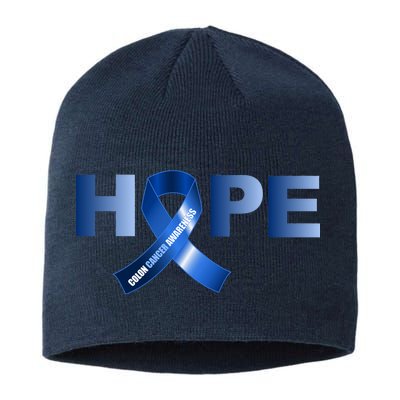 Hope Colon Cancer Awareness Fight Logo Sustainable Beanie