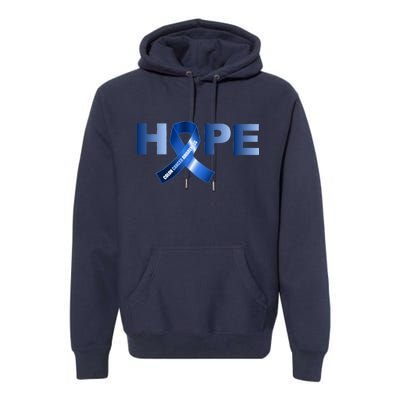 Hope Colon Cancer Awareness Fight Logo Premium Hoodie