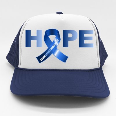 Hope Colon Cancer Awareness Fight Logo Trucker Hat