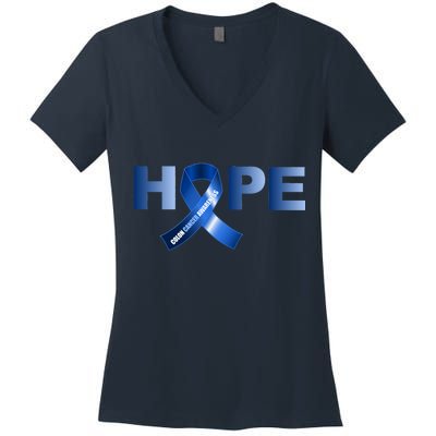 Hope Colon Cancer Awareness Fight Logo Women's V-Neck T-Shirt