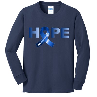 Hope Colon Cancer Awareness Fight Logo Kids Long Sleeve Shirt