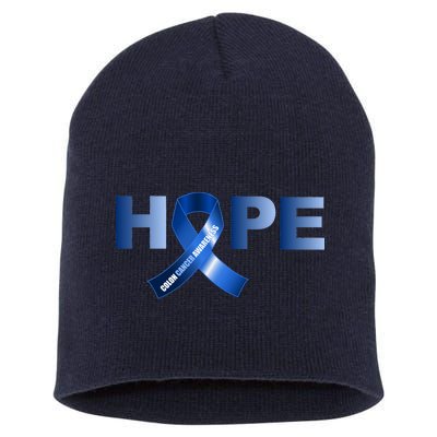 Hope Colon Cancer Awareness Fight Logo Short Acrylic Beanie