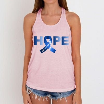 Hope Colon Cancer Awareness Fight Logo Women's Knotted Racerback Tank