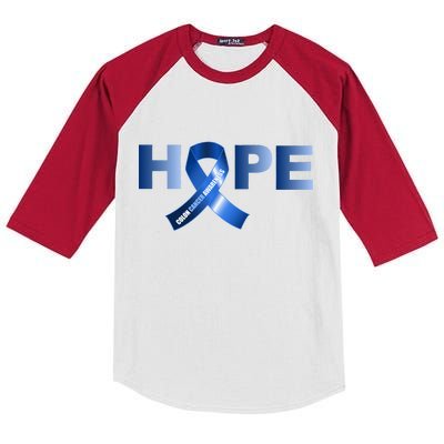 Hope Colon Cancer Awareness Fight Logo Kids Colorblock Raglan Jersey