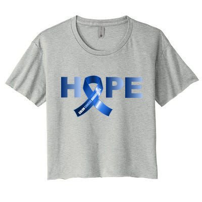 Hope Colon Cancer Awareness Fight Logo Women's Crop Top Tee