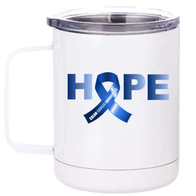 Hope Colon Cancer Awareness Fight Logo 12 oz Stainless Steel Tumbler Cup