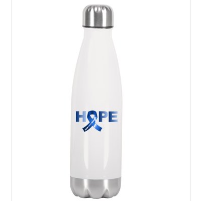 Hope Colon Cancer Awareness Fight Logo Stainless Steel Insulated Water Bottle