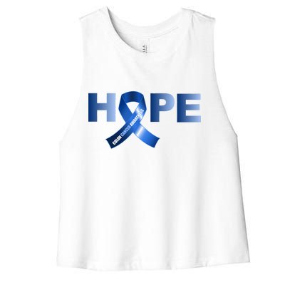 Hope Colon Cancer Awareness Fight Logo Women's Racerback Cropped Tank