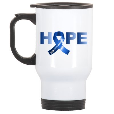 Hope Colon Cancer Awareness Fight Logo Stainless Steel Travel Mug