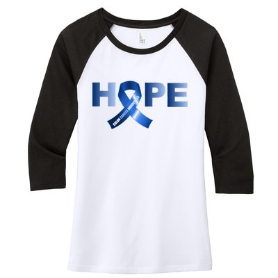 Hope Colon Cancer Awareness Fight Logo Women's Tri-Blend 3/4-Sleeve Raglan Shirt