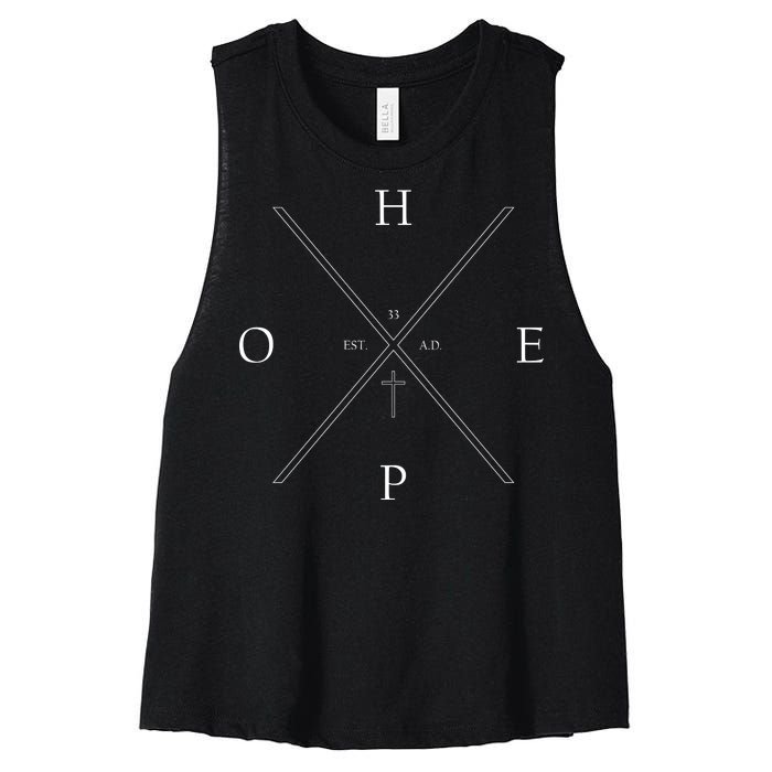 Hope Est. 33 AD Christian Women's Racerback Cropped Tank