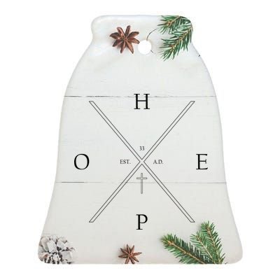 Hope Est. 33 AD Christian Ceramic Bell Ornament