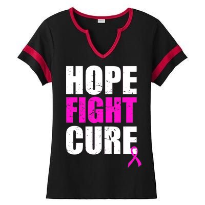 Hope Fight Cure Breast Cancer Ladies Halftime Notch Neck Tee