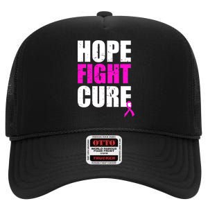 Hope Fight Cure Breast Cancer High Crown Mesh Back Trucker Hat