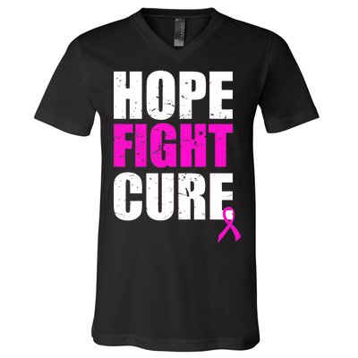 Hope Fight Cure Breast Cancer V-Neck T-Shirt