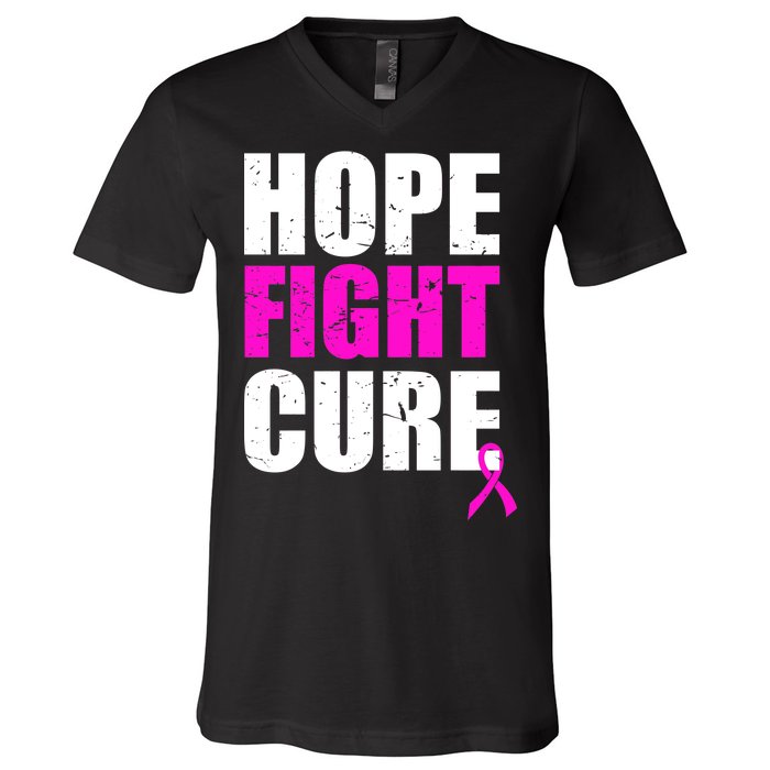 Hope Fight Cure Breast Cancer V-Neck T-Shirt