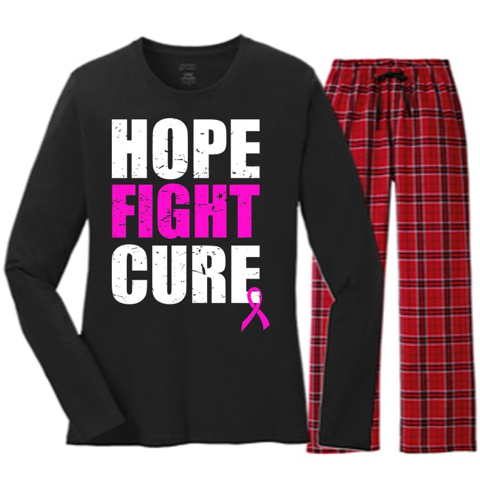 Hope Fight Cure Breast Cancer Women's Long Sleeve Flannel Pajama Set 