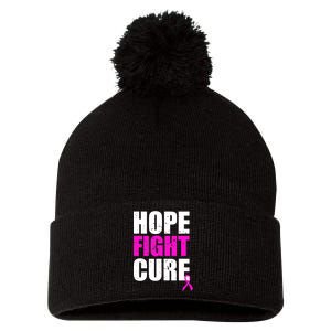 Hope Fight Cure Breast Cancer Pom Pom 12in Knit Beanie