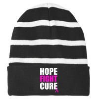 Hope Fight Cure Breast Cancer Striped Beanie with Solid Band