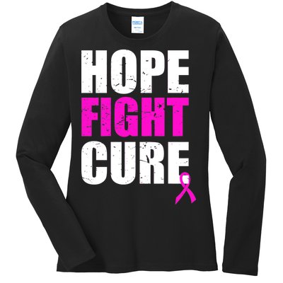 Hope Fight Cure Breast Cancer Ladies Long Sleeve Shirt