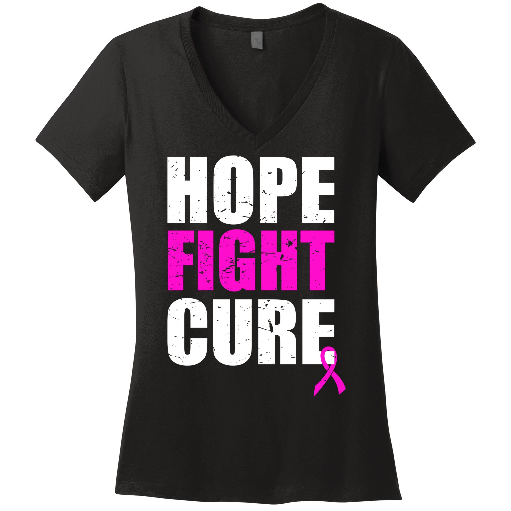 Hope Fight Cure Breast Cancer Women's V-Neck T-Shirt