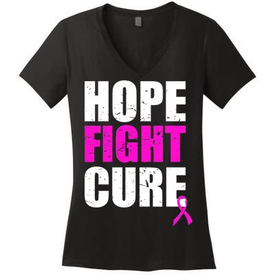 Hope Fight Cure Breast Cancer Women's V-Neck T-Shirt