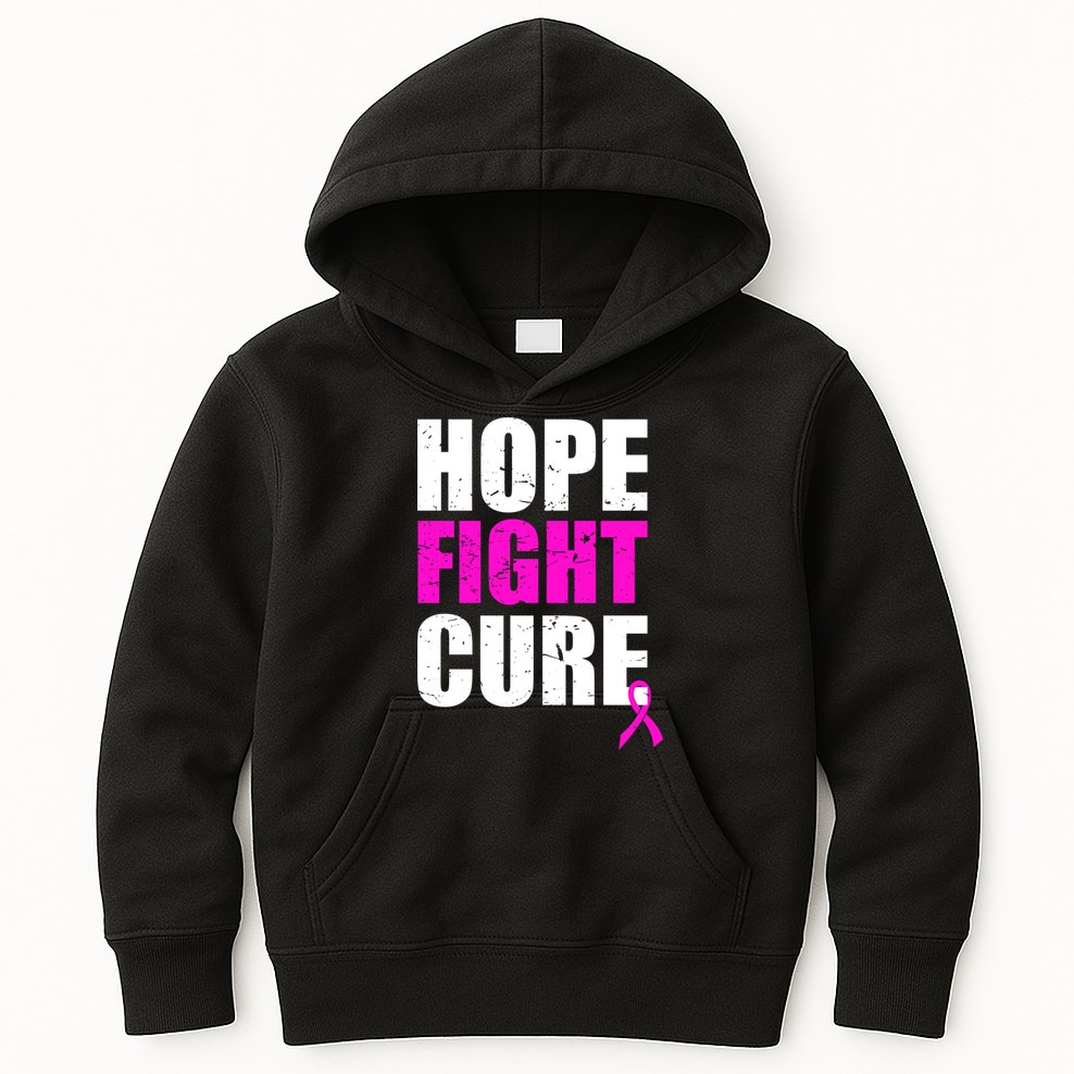 Hope Fight Cure Breast Cancer Kids Hoodie