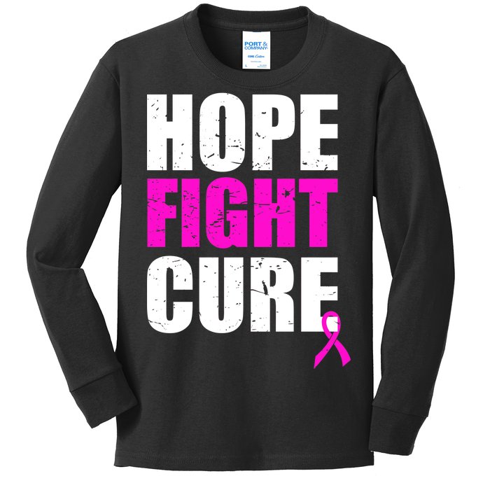 Hope Fight Cure Breast Cancer Kids Long Sleeve Shirt