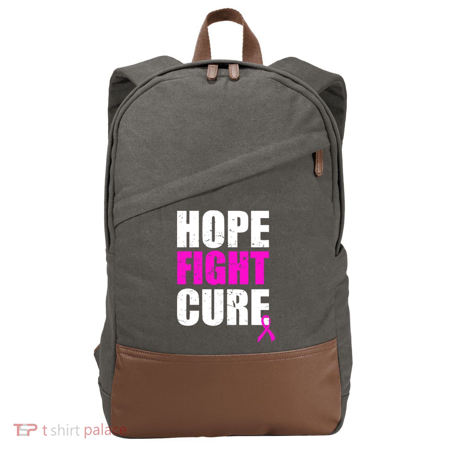 Hope Fight Cure Breast Cancer Cotton Canvas Backpack