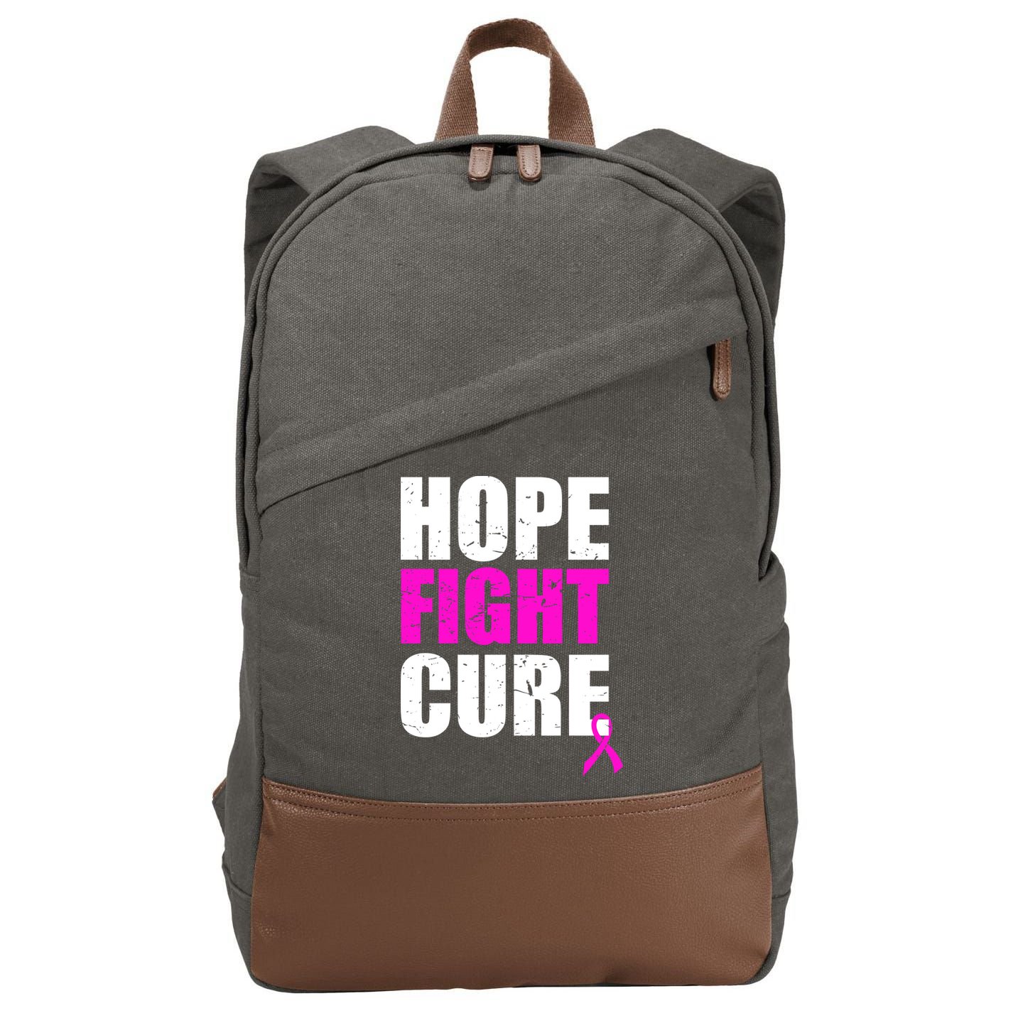 Hope Fight Cure Breast Cancer Cotton Canvas Backpack