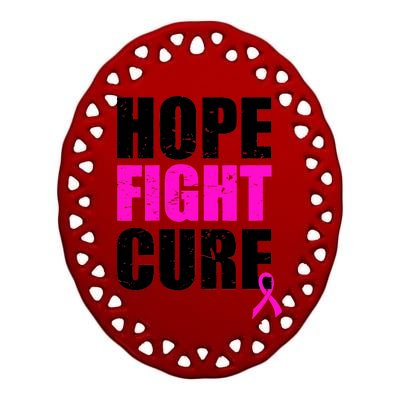 Hope Fight Cure Breast Cancer Ceramic Oval Ornament