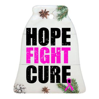 Hope Fight Cure Breast Cancer Ceramic Bell Ornament