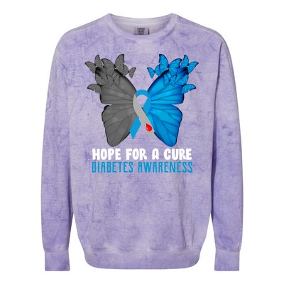 Hope For A Cure Diabetes Awareness Butterfly Colorblast Crewneck Sweatshirt