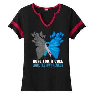 Hope For A Cure Diabetes Awareness Butterfly Ladies Halftime Notch Neck Tee