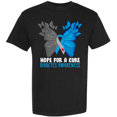 Hope For A Cure Diabetes Awareness Butterfly Garment-Dyed Heavyweight T-Shirt