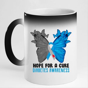 Hope For A Cure Diabetes Awareness Butterfly 11oz Black Color Changing Mug