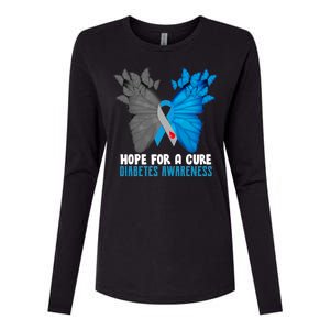 Hope For A Cure Diabetes Awareness Butterfly Womens Cotton Relaxed Long Sleeve T-Shirt