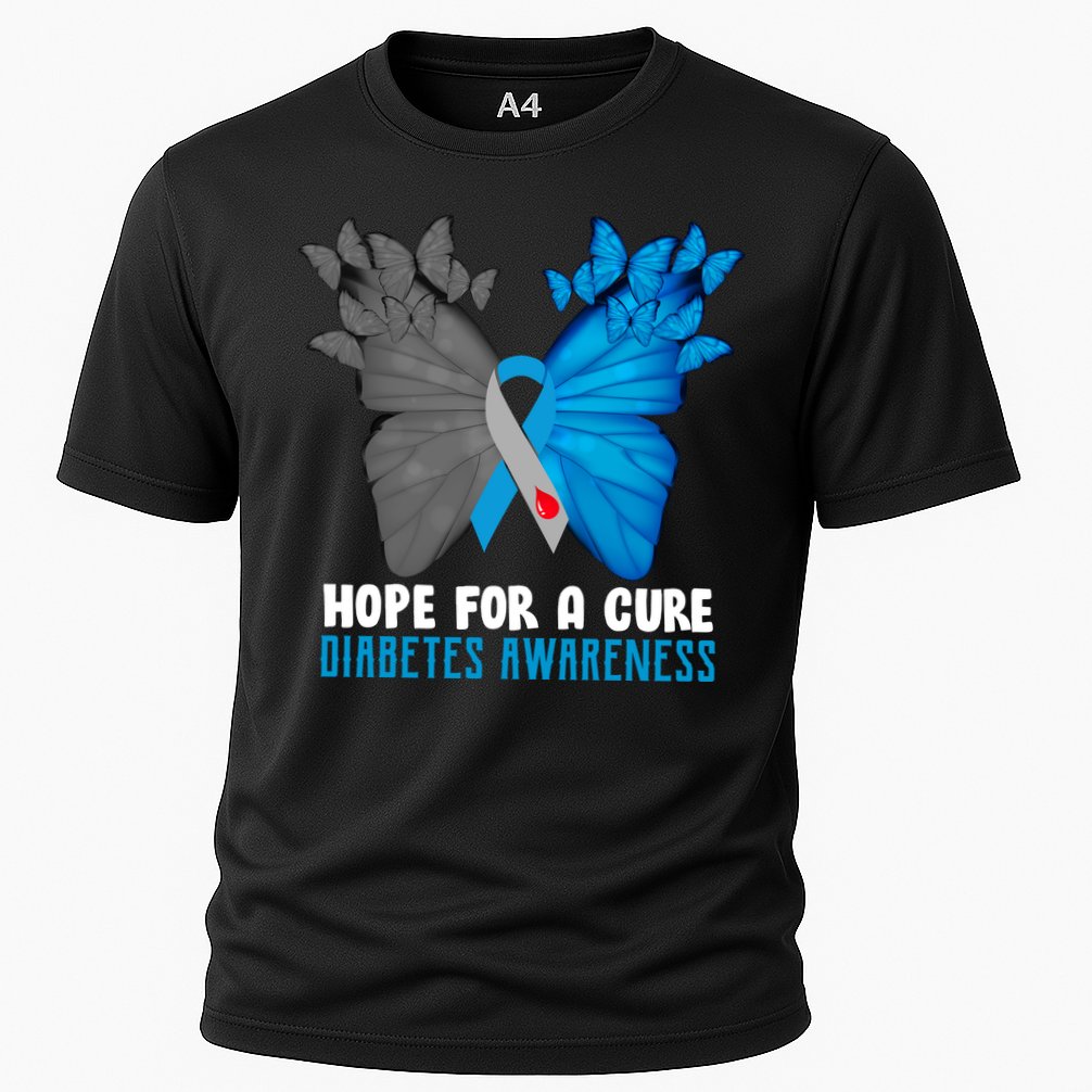 Hope For A Cure Diabetes Awareness Butterfly Cooling Performance Crew T-Shirt