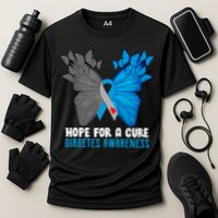 Hope For A Cure Diabetes Awareness Butterfly Cooling Performance Crew T-Shirt