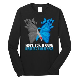 Hope For A Cure Diabetes Awareness Butterfly Long Sleeve Shirt