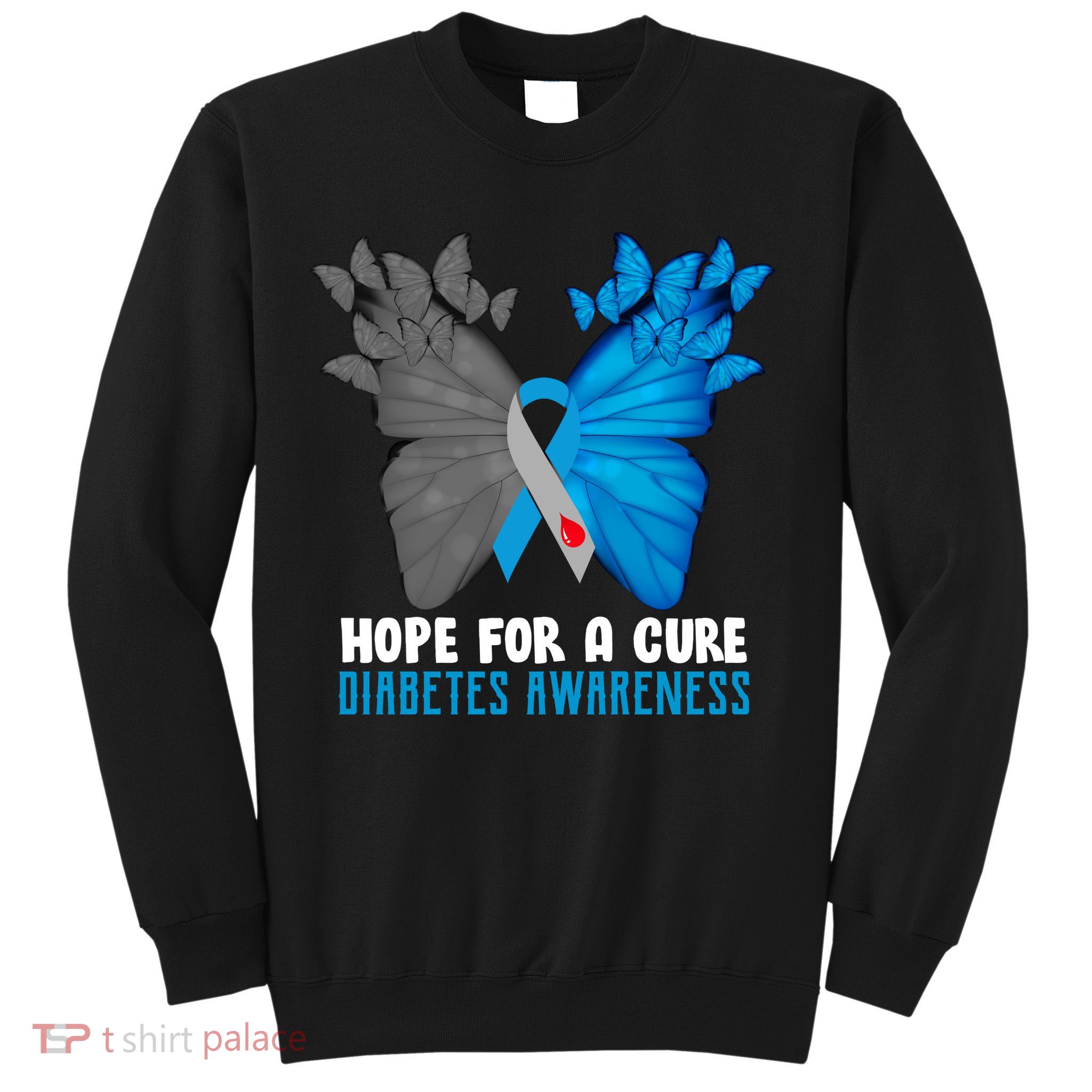 Hope For A Cure Diabetes Awareness Butterfly Sweatshirt