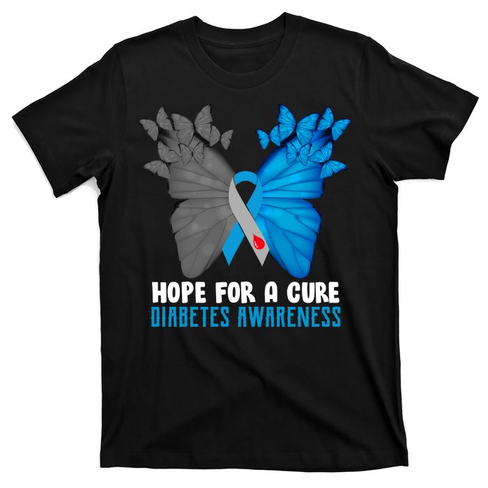 Hope For A Cure Diabetes Awareness Butterfly T-Shirt