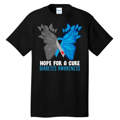 Hope For A Cure Diabetes Awareness Butterfly Tall T-Shirt