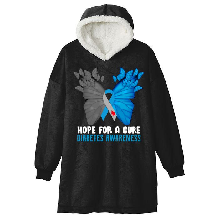 Hope For A Cure Diabetes Awareness Butterfly Hooded Wearable Blanket