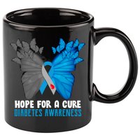 Hope For A Cure Diabetes Awareness Butterfly 11oz C Handle Ceramic Mug