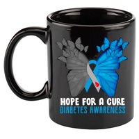 Hope For A Cure Diabetes Awareness Butterfly 11oz C Handle Ceramic Mug