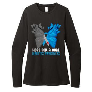 Hope For A Cure Diabetes Awareness Butterfly Womens CVC Long Sleeve Shirt