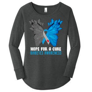 Hope For A Cure Diabetes Awareness Butterfly Women's Perfect Tri Tunic Long Sleeve Shirt